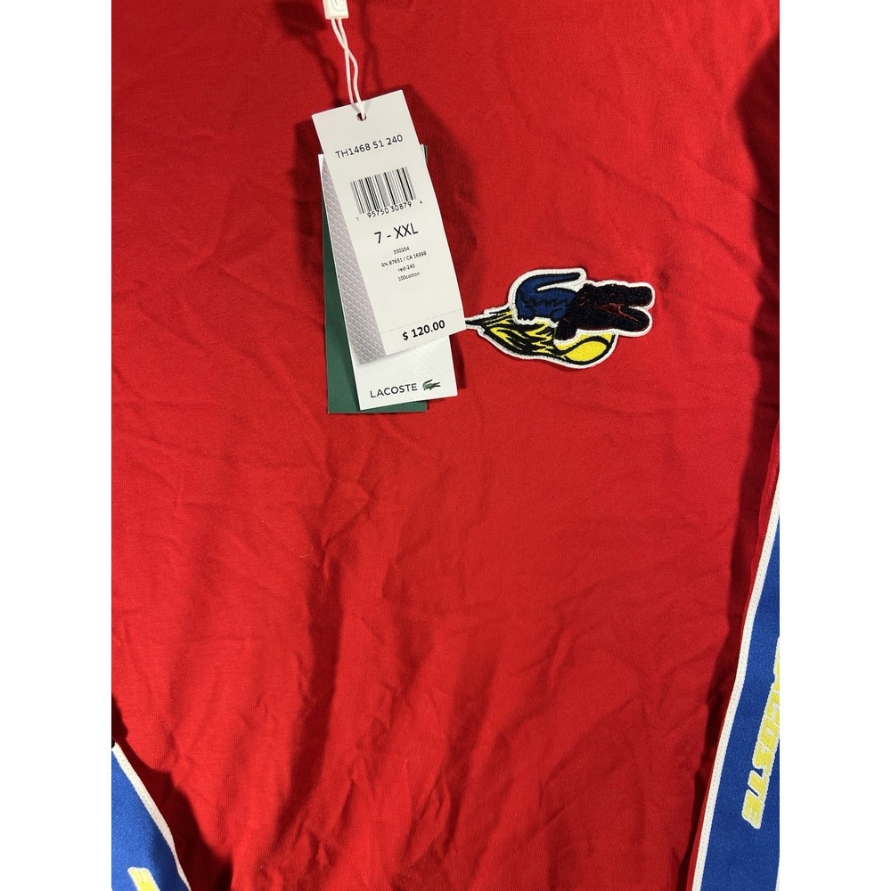 BNWT Lacoste Men's Relaxed Fit Long Sleeve T-Shirt Red $120 XXL SOLD OUT - Picture 4 of 8